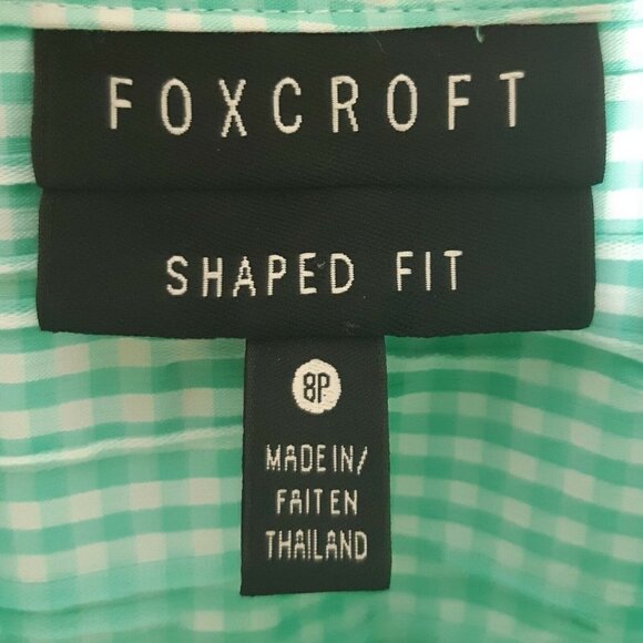 Foxcroft Shaped Fit Petite Womens Checked 3/4 Sleeve Button Down Shirt 8P - Picture 4 of 6